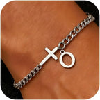 Herren Armband mit Kreuz & personalisiertem Buchstaben – Edelstahl
